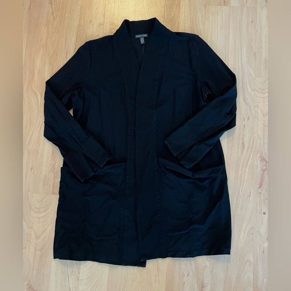 Eileen Fisher Black Washable Stretch Crepe Jacket